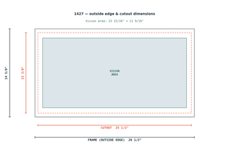 1427 Garage Door Window dimension diagram — outside frame 26 1/2
