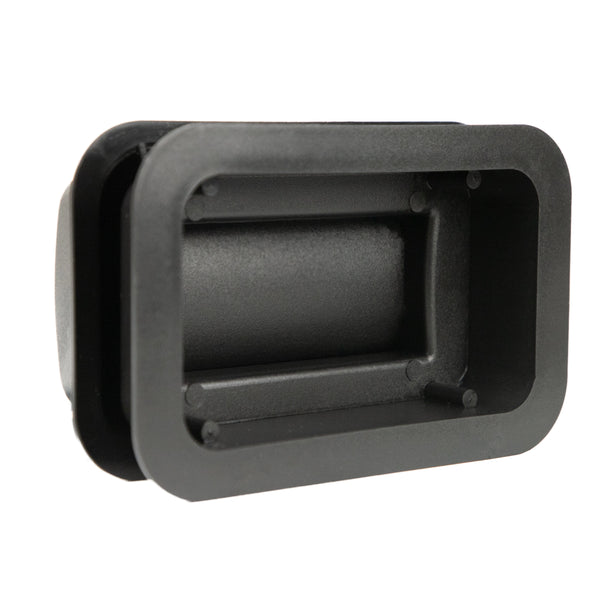 Exterior view of a Garage Door Land telescopic double step plate, showing the recessed design for commercial doors.