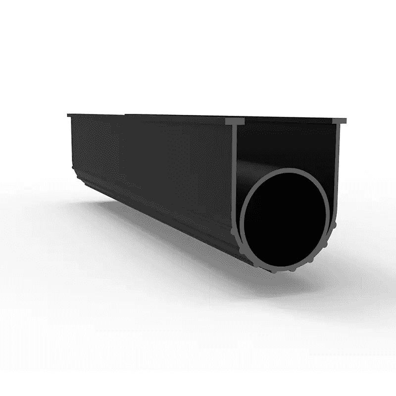 Garage Door Land Bottom Seal with O Ring rendering in black vinyl left side view