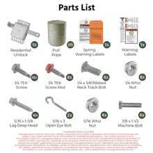 Garage Door Land Garage Door Hardware Kit Part List with disclaimer