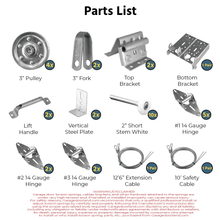 Garage Door Land Garage Door Hardware Kit Part List with disclaimer