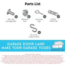 Garage Door Land Garage Door Hardware Kit Part List with disclaimer